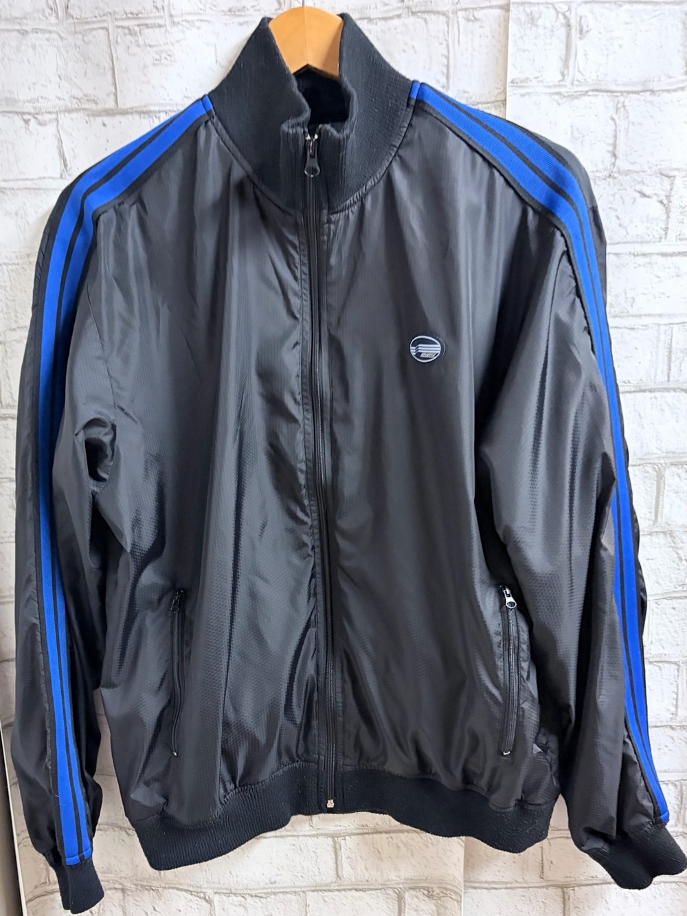 Bluenotes Black Bomber Track Jacket with Blue Stripes